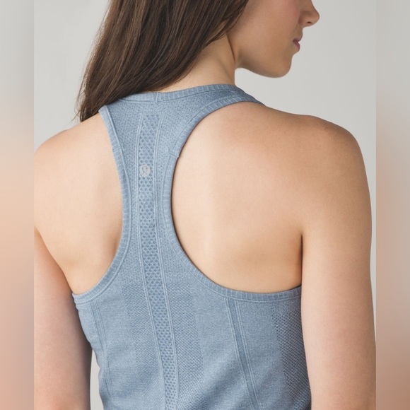 Lululemon Swiftly Tech Racerback Tank Top Heathered Blue Denim Size 4 - Picture 5 of 9